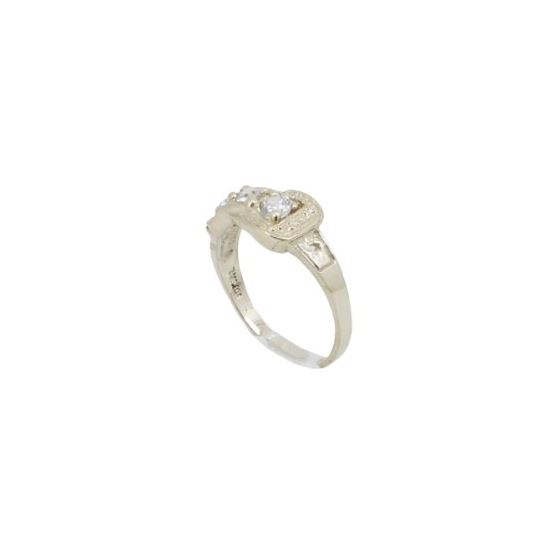 10k Yellow Gold Syntetic white gemstone ring ajjr34 Size: 4 1