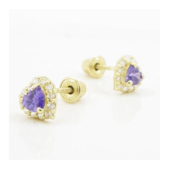 14K Yellow gold Heart cz stud earrings for Children/Kids web255 3