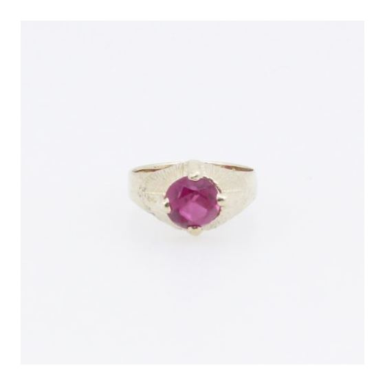 10k Yellow Gold Syntetic pink gemstone ring ajr7 Size: 1.75 3