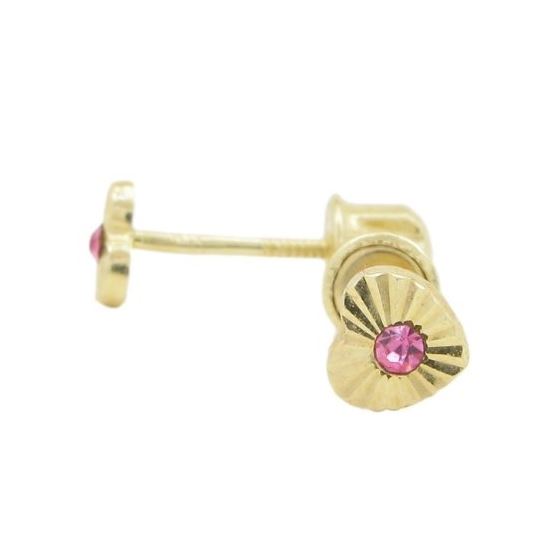 14K Yellow gold Heart cz stud earrings for Children/Kids web481 1