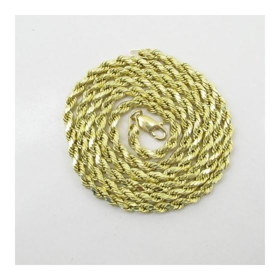 "Mens 10k Yellow Gold rope chain ELNC12 22"" long and 3mm wide 3"