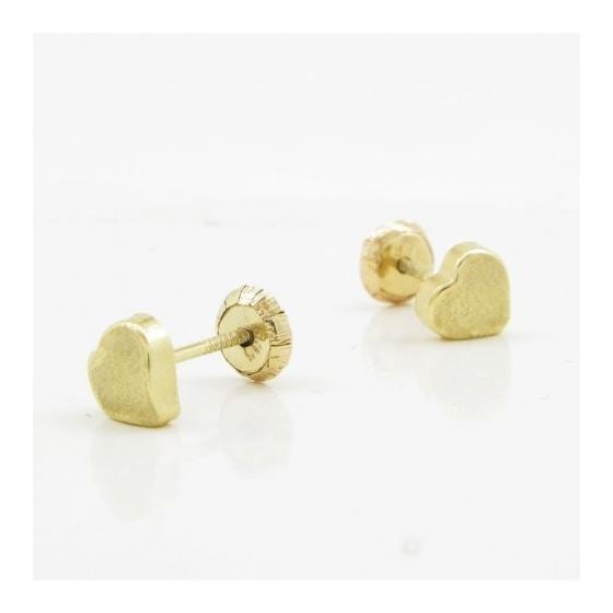 14K Yellow gold Plain heart stud earrings for Children/Kids web166 3