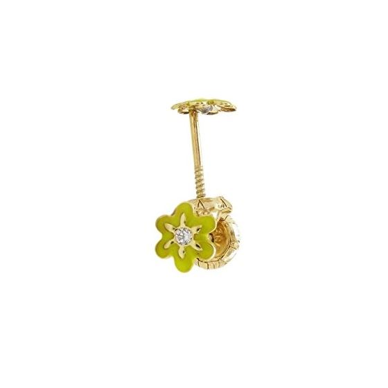 14K Yellow gold Flower cz stud earrings for Children/Kids web23 1