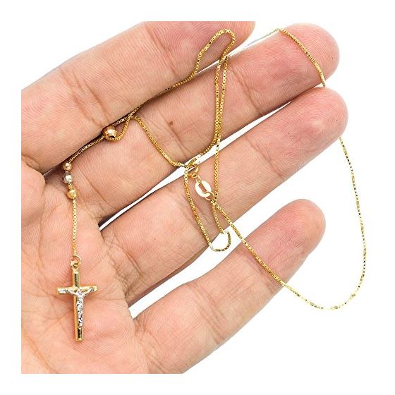 14K YELLOW Gold HOLLOW ROSARY Chain - 18 Inches Long 2.9MM Wide 3