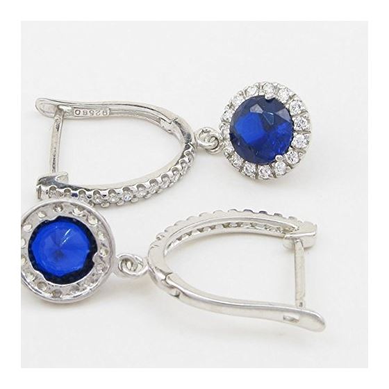 Womens Blue cubic zirconia drop cz chandelier earring Silver14 3