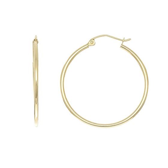 14K Yellow Gold Ladies Shiny Hoop Earrings LT264