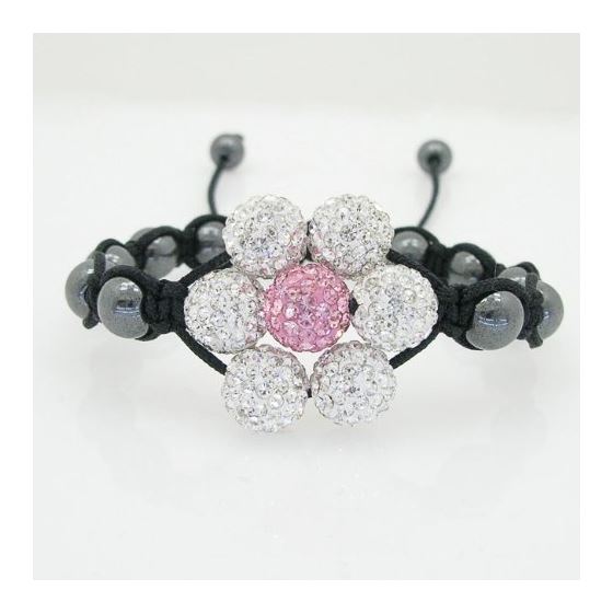 Ladies Fancy Link Bracelet Fuchsia and Clear Swarovski Crystal Beads 10mm 121201107 1