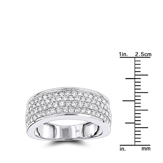 4 Row Mens Pave Set Natural Diamond Wedding 14K-3