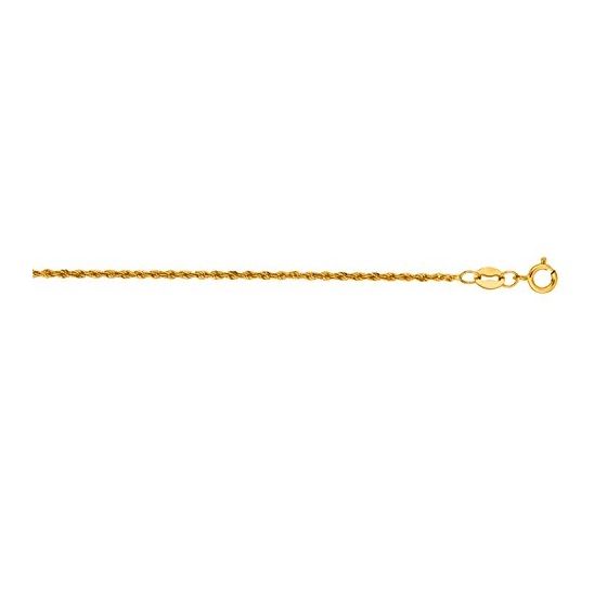 10K 20 inch long Yellow Gold 1.0mm wide Diamond Cut Lite Weight Sparkle Rope Chain with Spring Ring 