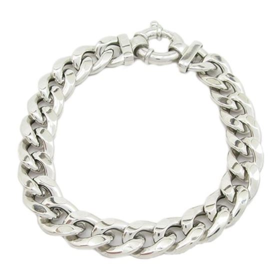 Unisex Sterling silver Curb link white bracelet 1