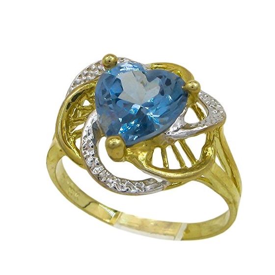 10K Yellow Gold womens heart gemstone ring ASVJ14 1