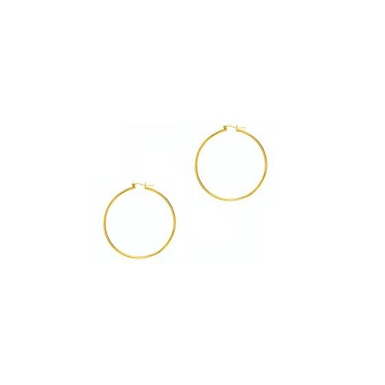 14K Yellow Gold Ladies Shiny Hoop Earrings LT262