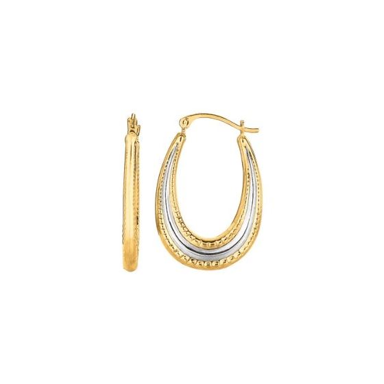 10K Yellow White Gold Ladies Hoop Earrings 105ER