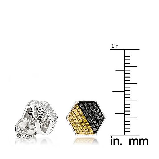 Yellow Black Diamond Earrings Sterling Silver 0.6 Cttw 3