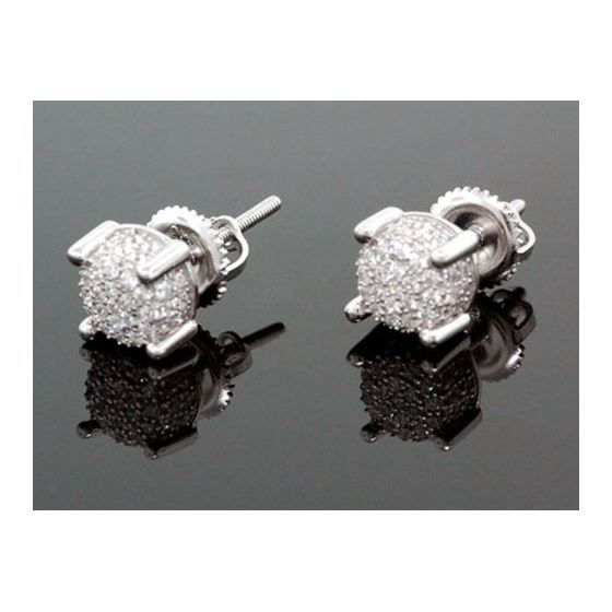 Sterling Silver Unisex Fashion Round Hand Set Stud Earrings ME0214c 1