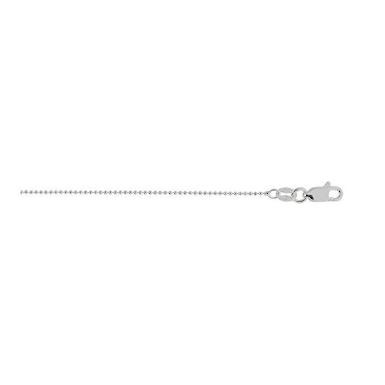 Silver with Rhodium Finish 1.0mm wide Diamond Cut Bead Chain with Lobster Clasp