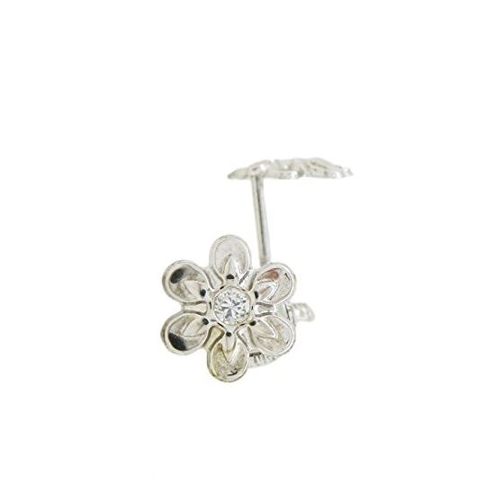 14K White gold Fancy flower cz stud earrings for Children/Kids web160 1