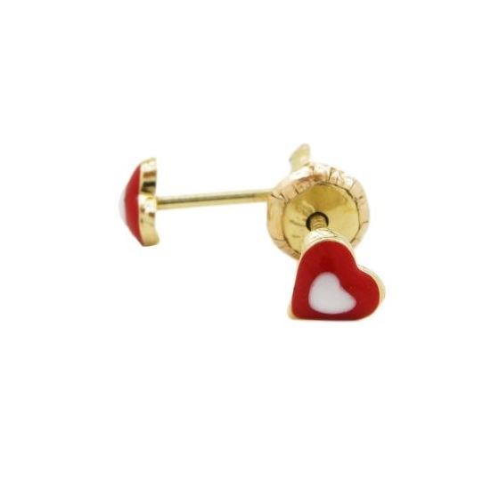 14K Yellow gold Simple heart stud earrings for Children/Kids web144 1