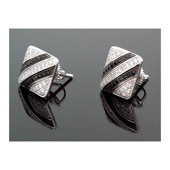 Sterling Silver Unisex Fashion Square Hand Set Stud Earrings ME0227 1