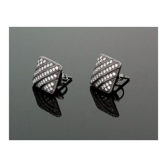 Sterling Silver Unisex Fashion Square Hand Set Stud Earrings ME0225e 1