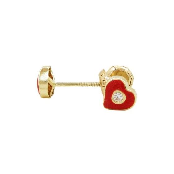 14K Yellow gold Heart cz stud earrings for Children/Kids web135 1