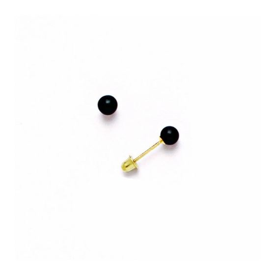 14K Yellow Gold ball studs earrings screw back Size: 4