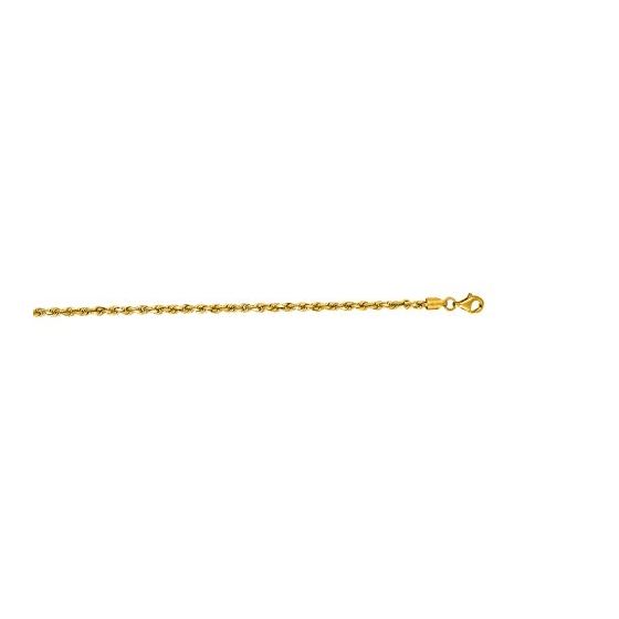 10K 20 inch long Yellow Gold 2.75mm wide Shiny Solid Diamond Cut Royal Rope Chain with Lobster Clasp