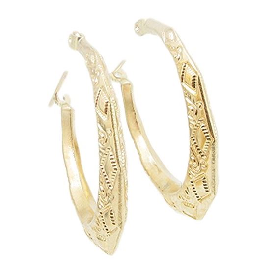 10k Yellow Gold earrings Fancy puff bamboo gold earrings AGBE56 1