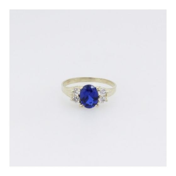 10k Yellow Gold Syntetic blue gemstone ring ajr45 Size: 7 3