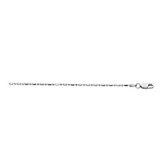 Sterling Silver 1.5 mm Wide Rhodium Finish Diamond Cut Bead Chain 18 Inch Long