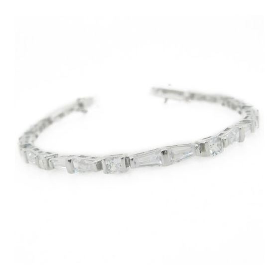 Ladies .925 Italian Sterling Silver princess cut cz bracelet Length - 8 inches Width - 3mm 1