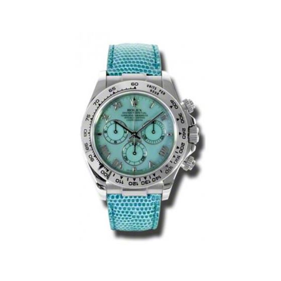 Rolex Watches  Daytona White Gold  Leather Strap 116519 blue