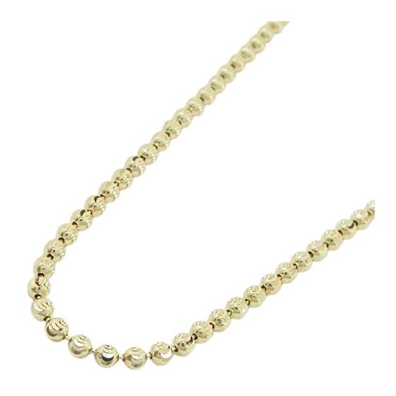 "14K Yellow gold moon cut bead link chain 26"" Long 2MM Wide MLC18 1"