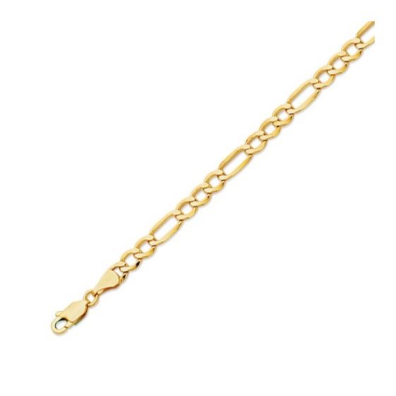 10K 24 inch long Yellow Gold 4.6mm wide Diamond Cut Figaro Lite Link with Lobster Clasp FJ-100LFIG-2