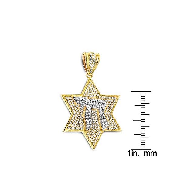 14K Natural 1.1 Ctw Diamond Star Of David Pendan-3