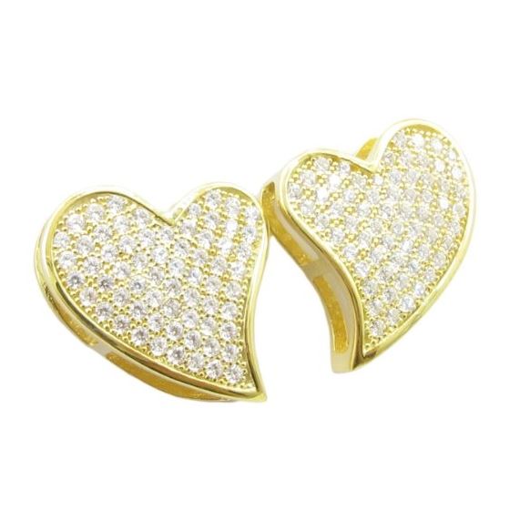 Womens .925 sterling silver Yellow heart earring 4mm thick and 13mm wide Size 1