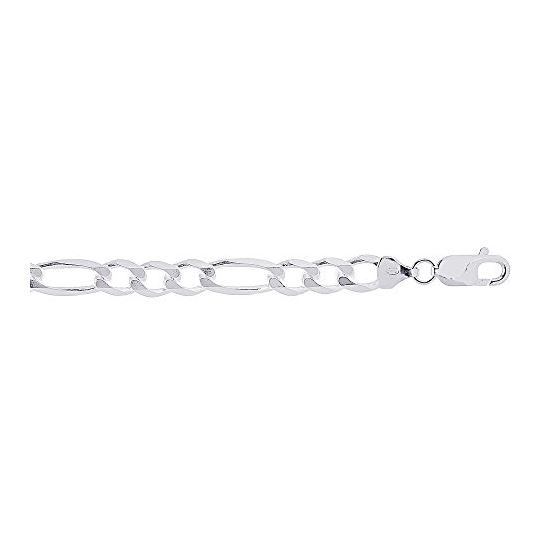 Sterling silver 8.0 mm Wide Polished Diamond Cut Figaro Chain 30 Inch Long