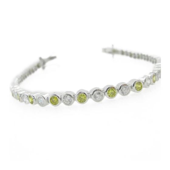 Ladies .925 Italian Sterling Silver white and yellow cz bracelet 1