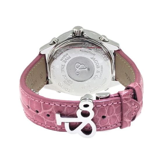 Jacob Co. Pink Band 5 Time Zone Playboy 5.00Ct D-3