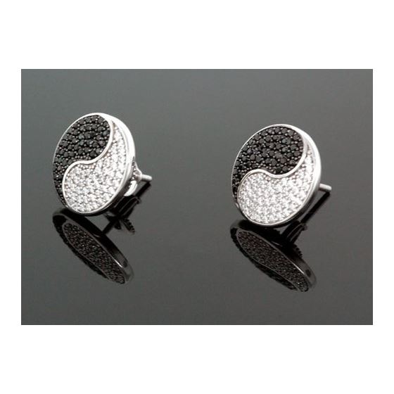 Sterling Silver Unisex Fashion Round Hand Set Stud Earrings ME0220c 1