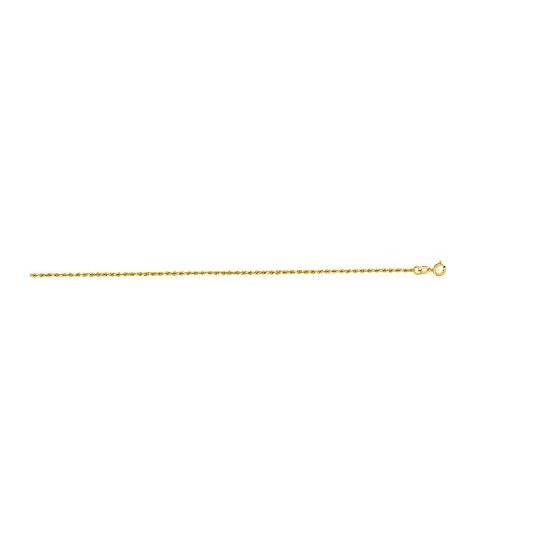 14K Yellow Gold 1.25mm wide Shiny Solid Diamond Cut Royal Rope Chain with Lobster Clasp 1