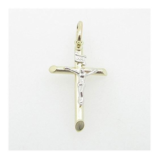 Mens 10K Solid Yellow Gold white jesus cross Length - 1.26 inches Width - 16mm 1