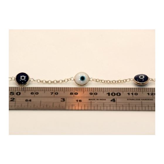 "Evil Eye Murano Glass Bead Designer Sterling Silver Bracelet SD12