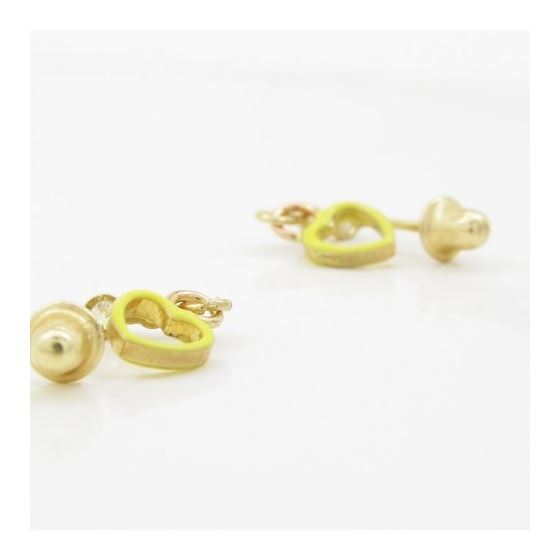 14K Yellow gold Open heart cz chandelier earrings for Children/Kids web412 3