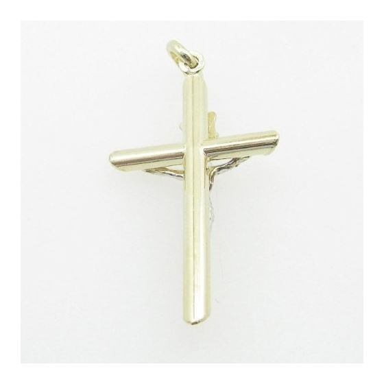 Mens 10K Solid Yellow Gold white jesus cross Length - 1.41 inches Width - 19mm 3