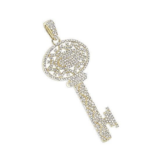 Ladies 14K Natural 1 Ctw Diamond Key Necklace (Yel