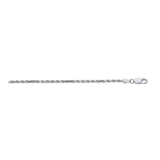 Sterling Silver 2.2 mm Wide Textered Diamond Cut Rope 20 Inch Long