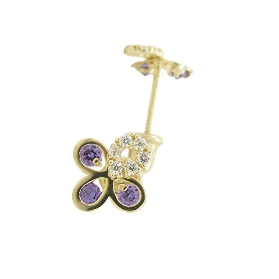 14K Yellow gold Flower cz stud earrings for Children/Kids web425 1