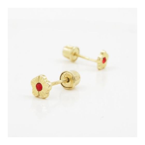 14K Yellow gold Flower cz stud earrings for Children/Kids web488 3