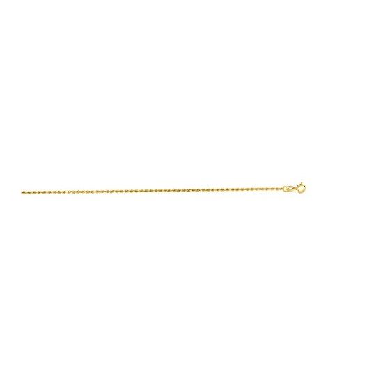 10K 18 inch long Yellow Gold 1.25mm wide Shiny Solid Diamond Cut Royal Rope Chain with Spring Ring C